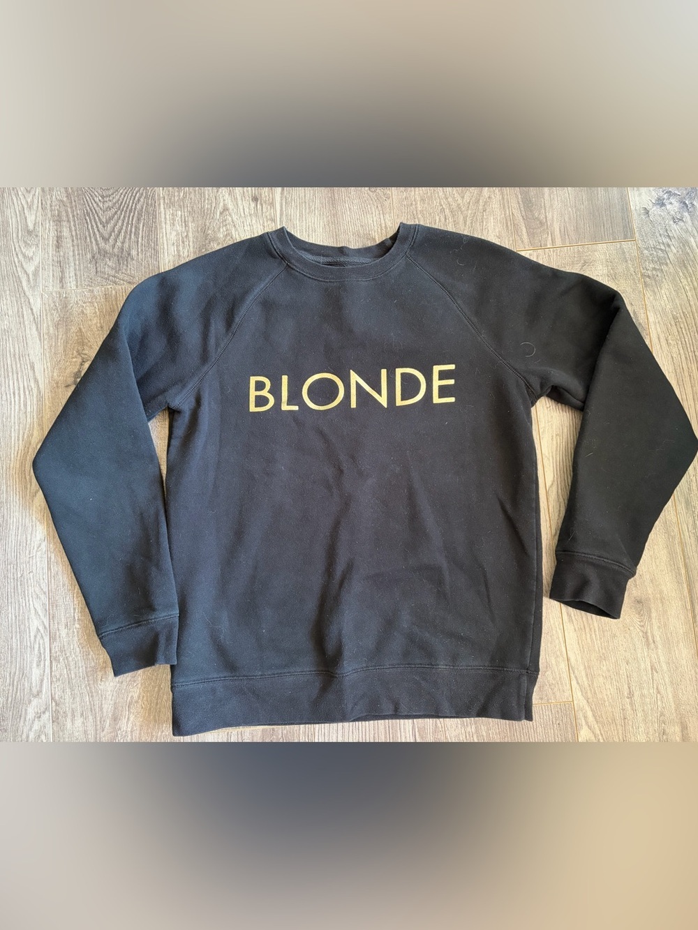 BLONDE - Brunette The Label Black Crewneck Sweatshirt with Gold Print. Cotton
